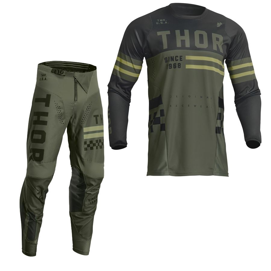 Thor Youth Pulse Combat Midnight Vintage White Motocross Combo Kit CLEARANCE